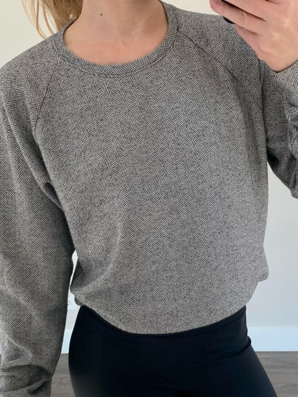 American Apparel Pima Cotton Gray Herringbone Crewneck Sweater Made in USA XL